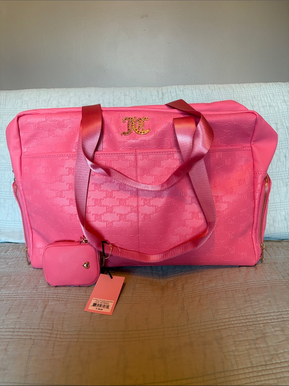 Juicy Couture Pink Travel Tote with Matching Pouch